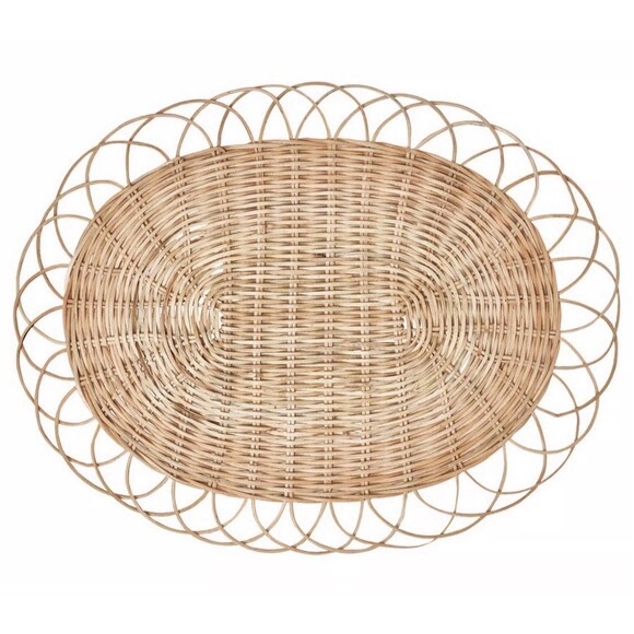 IKEA Other - (2) IKEA VARGFISK Rattan Placemat Woven Natural Handmade Boho Oval Place Mat NEW